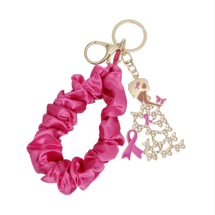 Breast Cancer Gold Pink Wristlet Butterfly Keychain 15.00 Breast Cancer Gold Pink Wristlet Butterfly Keychain 15.00